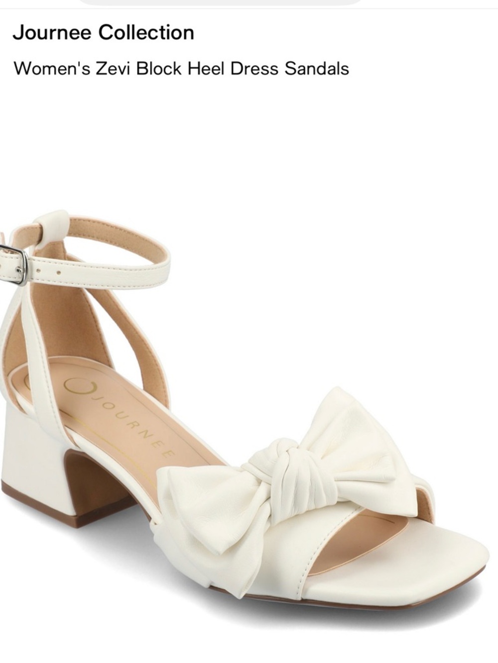 Journee Collection Ivory Bow Block Heel Sandals